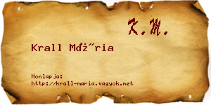 Krall Mária névjegykártya